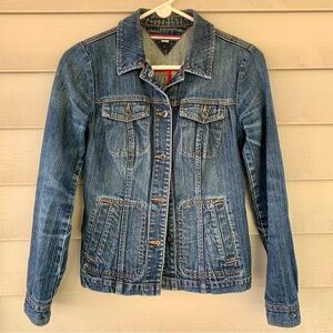 Tommy Hilfiger Dark Wash jean denim jacket women's size XS‎ EUC